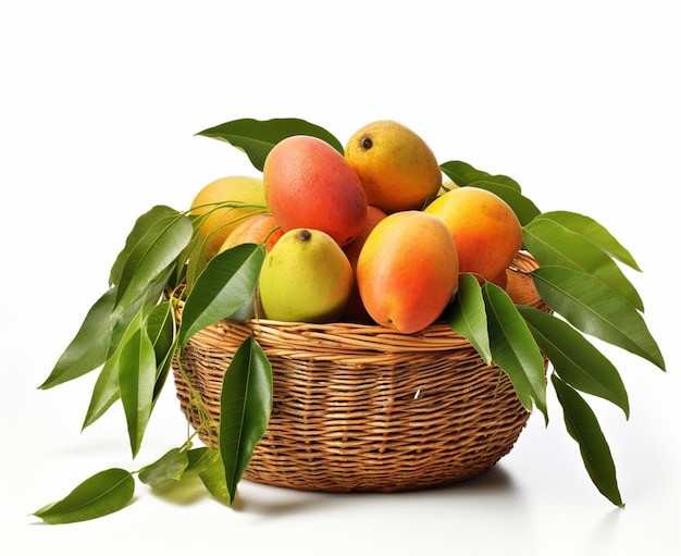 Un cestino di mango fresco dal giardino