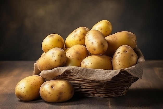 Un cestino di patate bianche