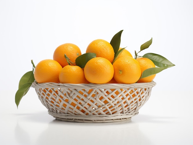 Un cesto di arance fresche dal giardino