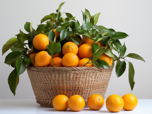 Un cesto di arance fresche dal giardino