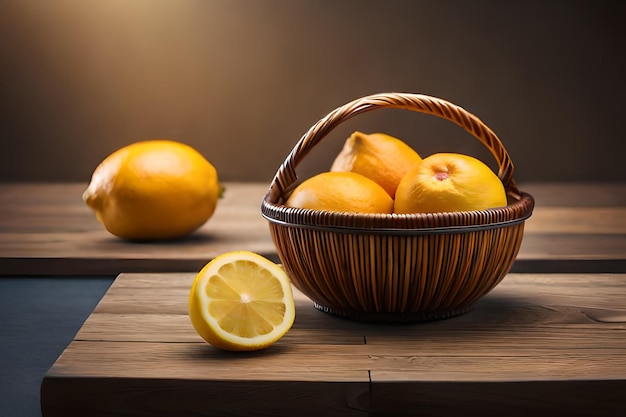 Un cesto di limoni su un tavolo