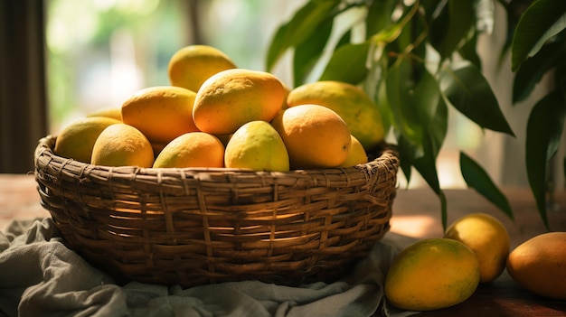 Un cesto di manghi freschi