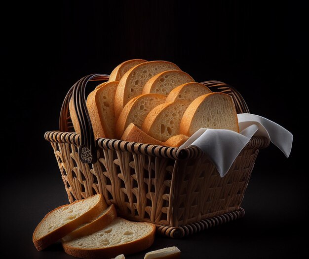 Un cesto di pane con sopra un tovagliolo