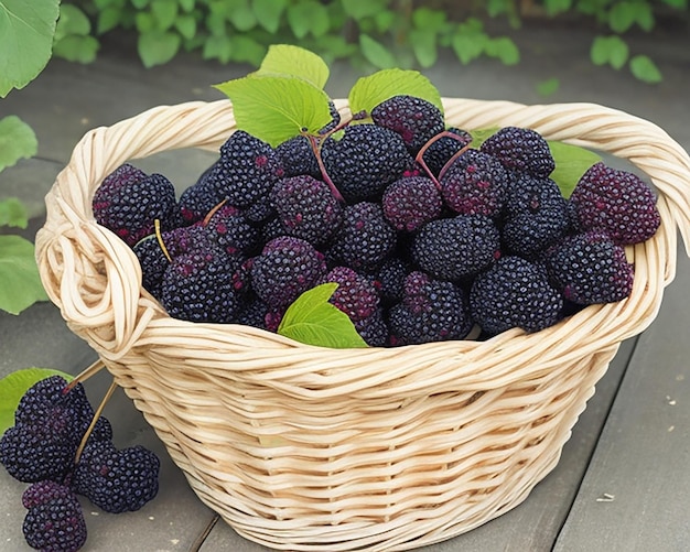 Un cesto pieno di frutta di gelso