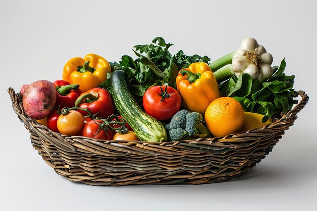 Un cesto pieno di varietà di verdure biologiche