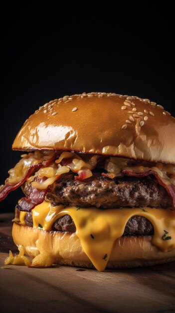 Un cheeseburger con sopra il bacon