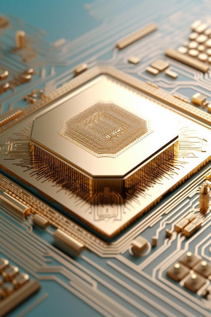 Un chip di computer con sopra un chip d'oro.