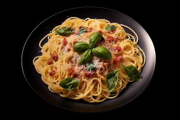 Un cibo fotorealistico allettante carbonara di spaghetti
