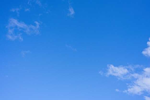 Un cielo azzurro con poche nuvolette bianche.