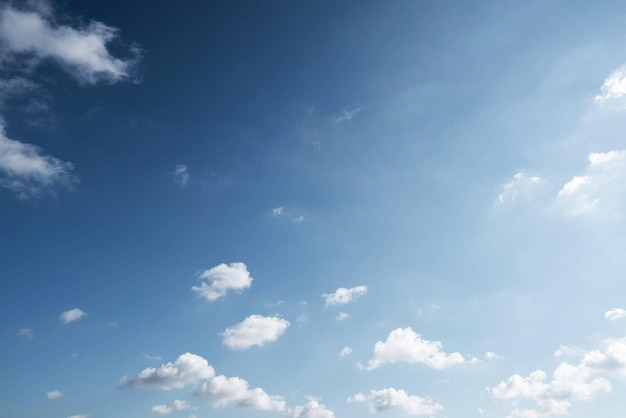 Un cielo azzurro e limpido con nuvole bianche