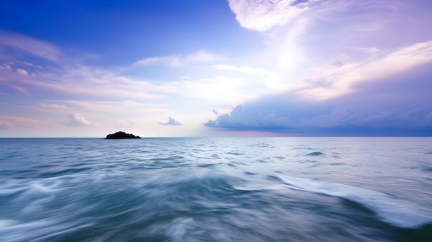 Un cielo blu con nuvole sopra l'oceano