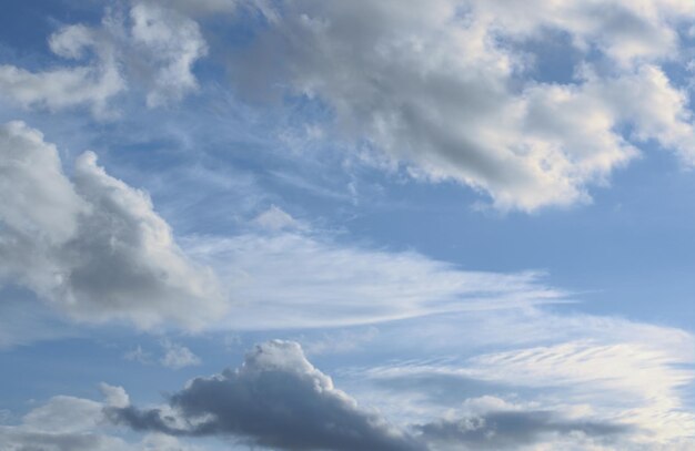 Un cielo blu con onde di nuvole bianche che galleggiano attraverso immagini dipinte dai cieli uno screen saver banner di sfondo sul monitor