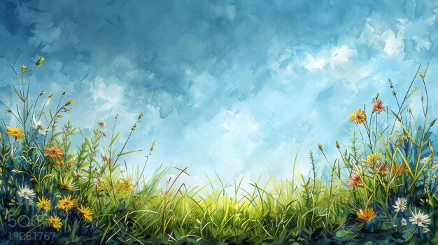 Un cielo blu e l'erba verde