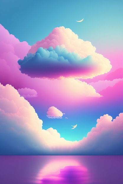 Un cielo colorato con sopra un uccello