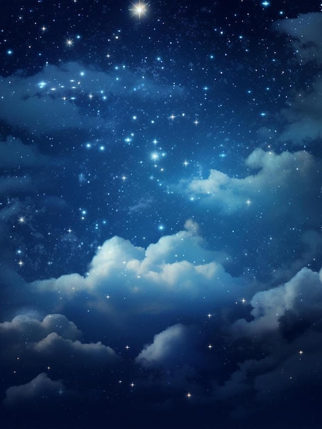 Un cielo notturno con stelle e nuvole.