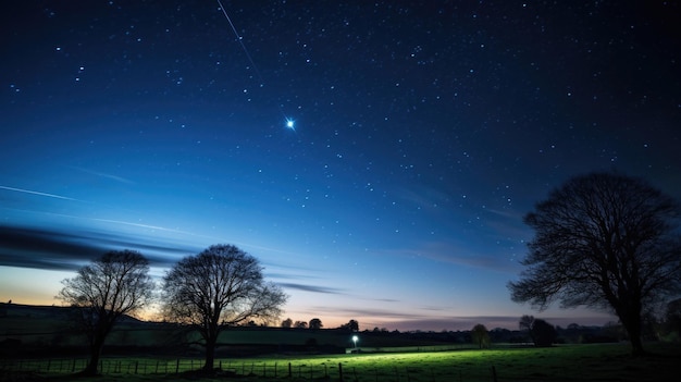 un cielo notturno limpido con stelle e una stella nel cielo