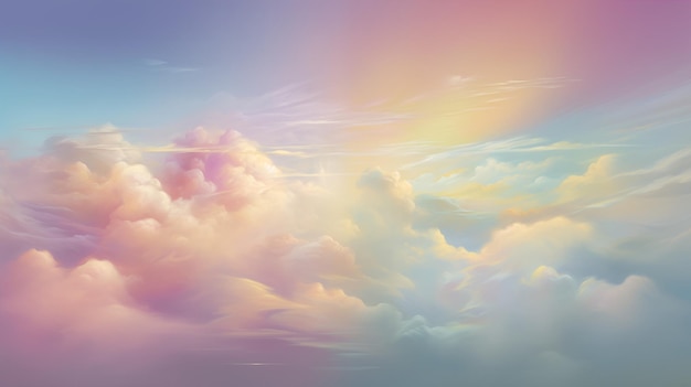 Un cielo pastello da sogno dipinto con vibranti sfumature di tramonto