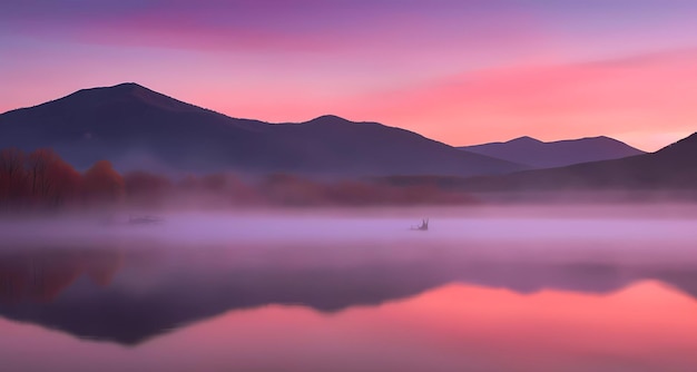 Un cielo viola con le montagne sullo sfondo