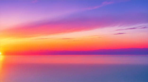 Un cielo viola con un tramonto su uno specchio d'acqua