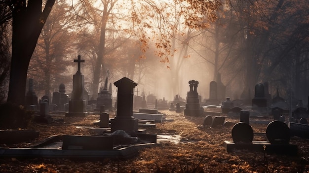 Un cimitero con la parola cimitero in basso a sinistra.