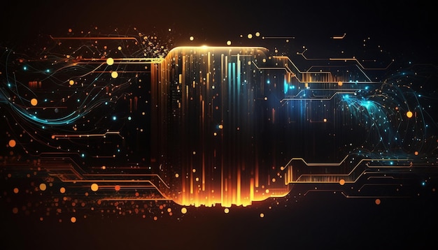 Un circuito di computer con uno sfondo luminoso