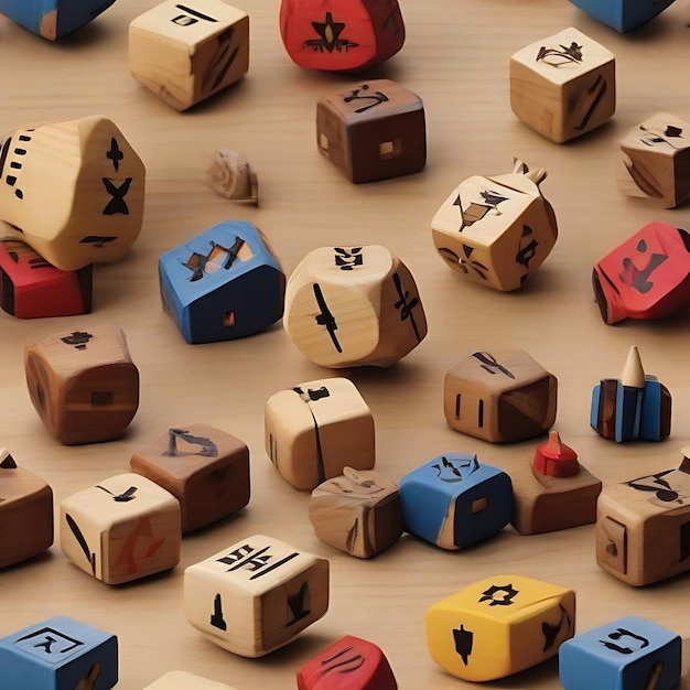 un classico solid Dreidels AI in legno