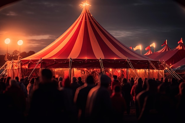 un classico tendone da circo con la gente in fila per entrare