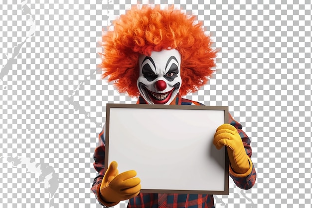 un clown tiene in mano un cartello che dice clown