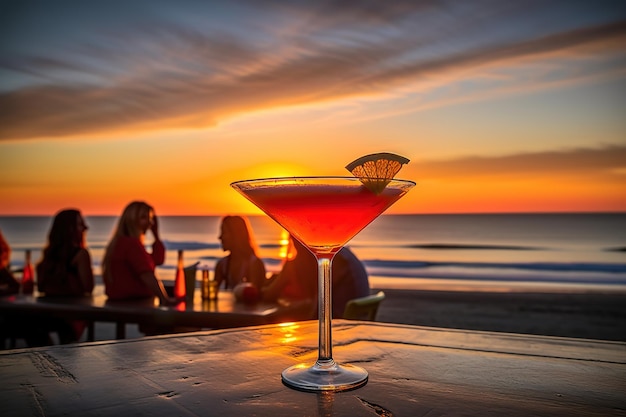 Un cocktail sulla spiaggia al tramonto