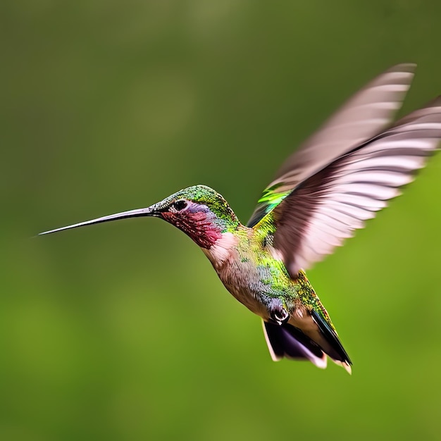 un colibrì che vola su uno sfondo rosa