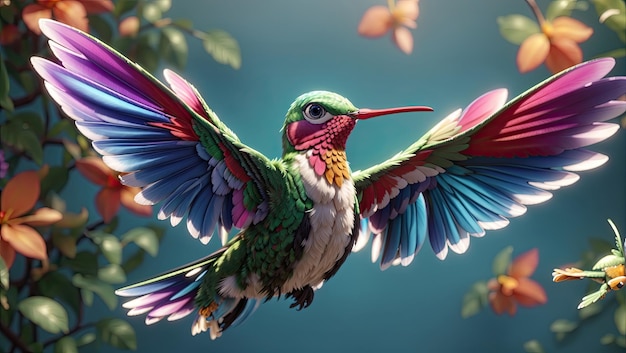 un colibrì sta volando vicino a un fiore