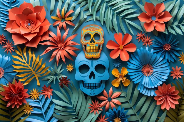 Un collage creativo con un giornale colorato del giorno dell'indipendenza dei fiori o della parata del cinco de mayo