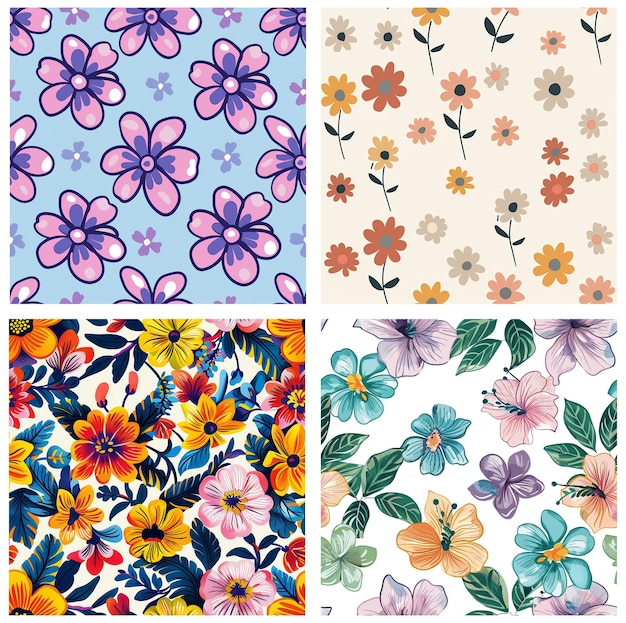 un collage di fiori a disegno raccolta di disegni floreali