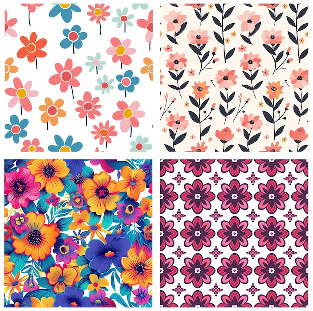 un collage di fiori a disegno raccolta di disegni floreali