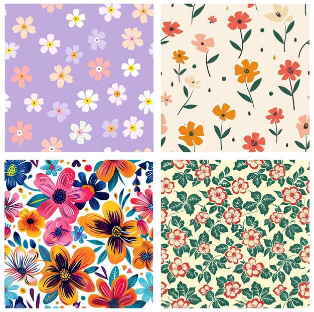 un collage di fiori a disegno raccolta di disegni floreali