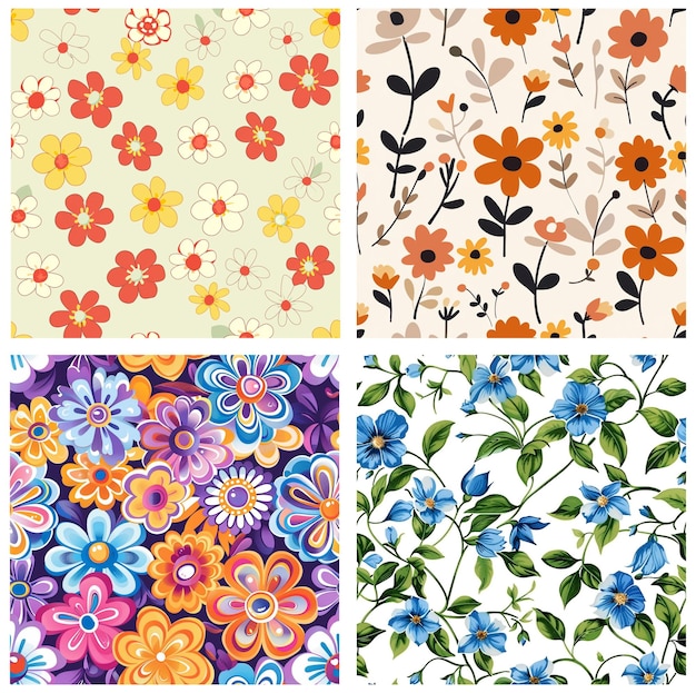 un collage di fiori a disegno raccolta di disegni floreali