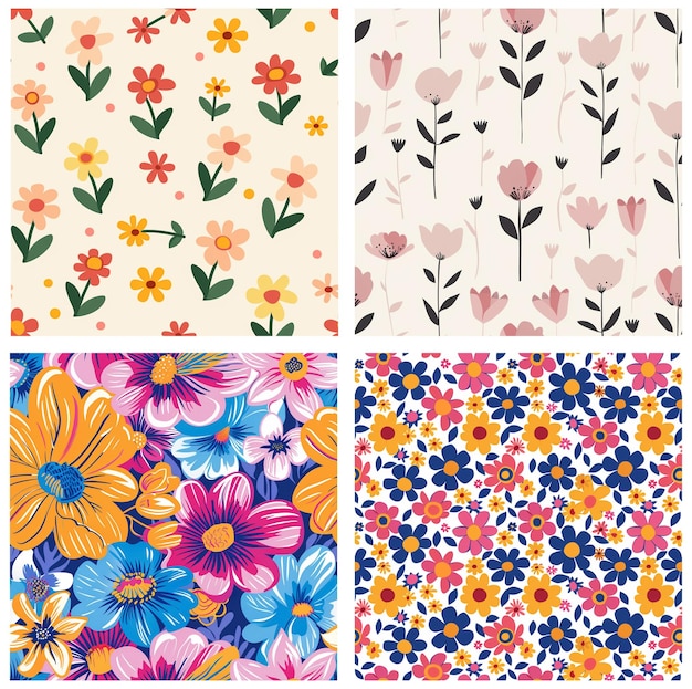 un collage di fiori a disegno raccolta di disegni floreali