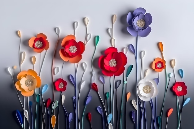 Un collage di fiori recisi di carta