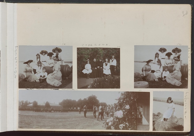 un collage di fotografie tra cui donne e uomini con cappelli