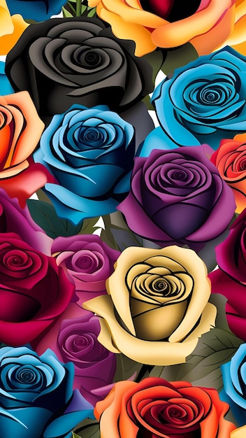 un collage di sfondo con motivo a trama di rose multi colore