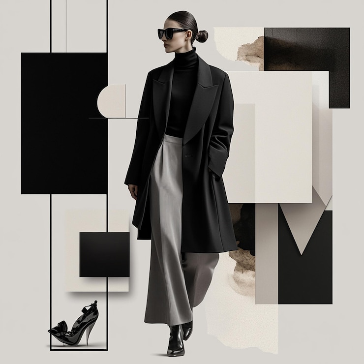 Foto un collage fotografico in stile moodboard con foto di moda alla moda di abiti minimalisti