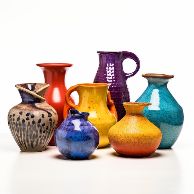 Un colorato assortimento di pezzi di ceramica fatti a mano