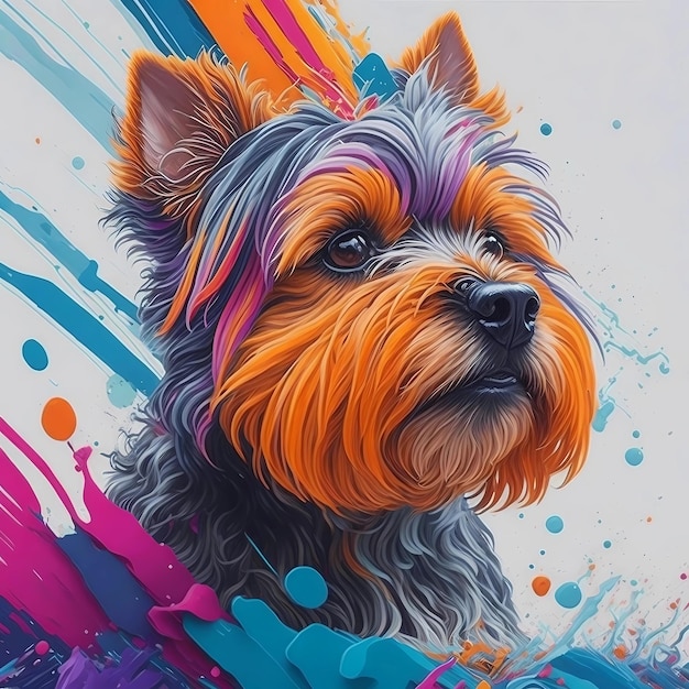 Un colorato cane Yorkshire Terrier