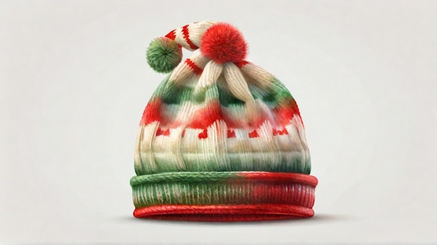 Un colorato cappello a maglia di Natale isolato su uno sfondo bianco