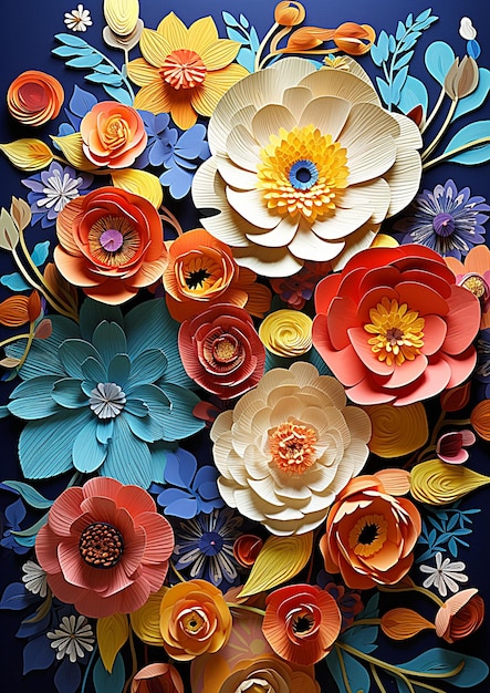 Un colorato collage di fiori dalla collezione di fiori della collezione dell'artista