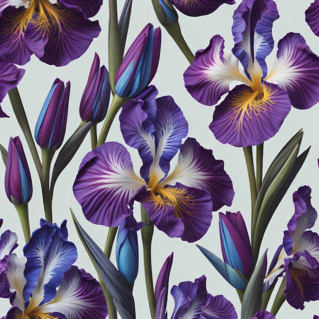 un colorato disegno floreale con fiori viola e gialli.