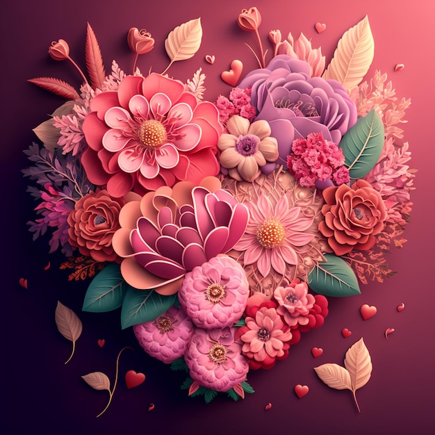 Un colorato mazzo di fiori con sopra la parola amore.