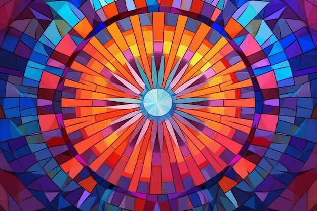 un colorato mosaico astratto con uno sprazzo di sole al centro dell'intelligenza artificiale generativa