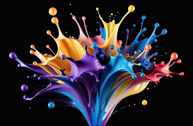 un colorato splash di arancione e viola è creato dall'artista