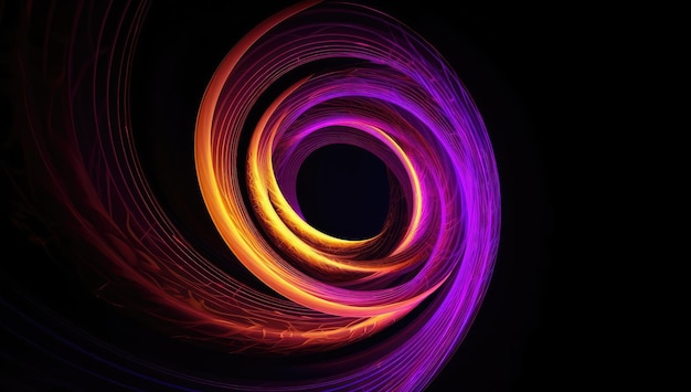 Un colorato vortice di luce si illumina di viola e arancione.